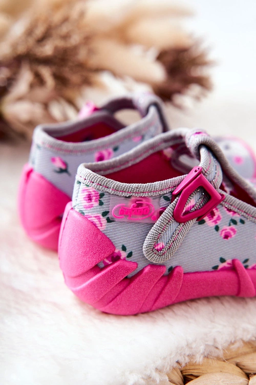 Buty Papcie Befado Króliczek 110P425 Szaro-Różowe