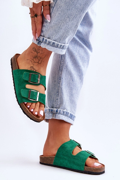 Damskie Klapki Wsuwane Zielone Destino