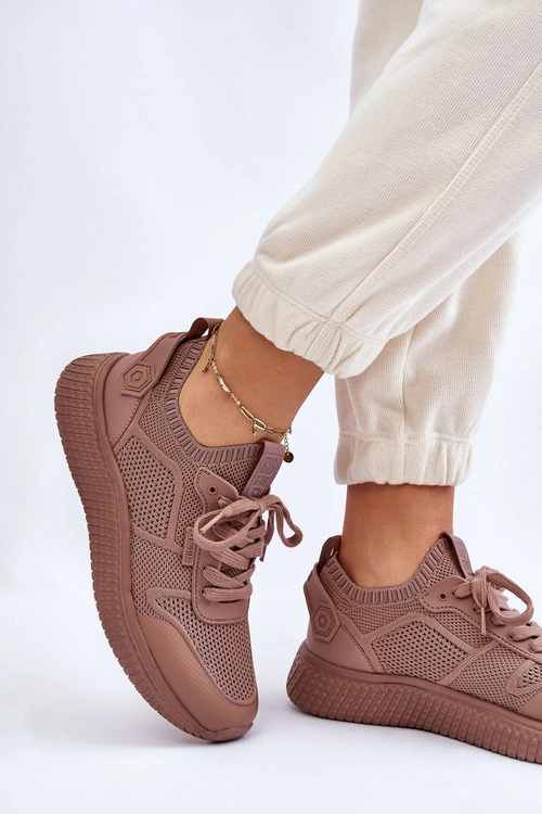 Damskie Wygodne Sneakersy Memory Foam System Big Star LL274416 Jasnobrązowe