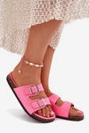 Klapki Damskie Z Klamrami Neonowy Róż Oliena