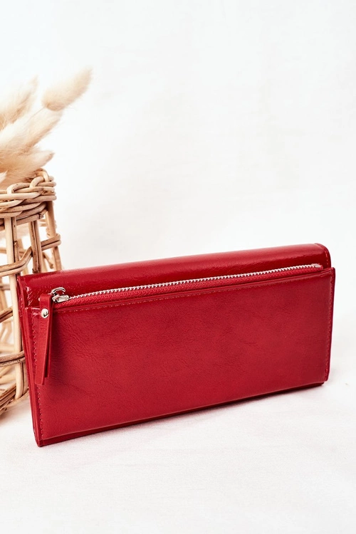 Duży Portfel Damski Na Magnes Czerwony
