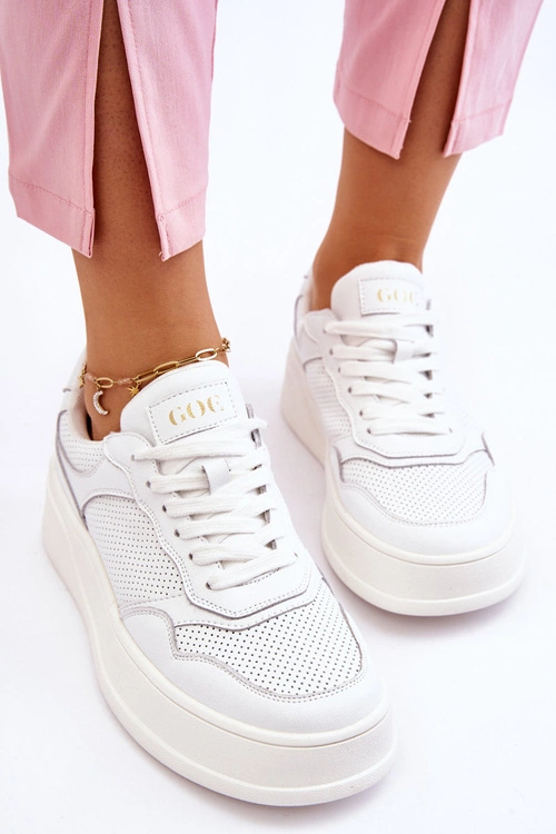 Damskie Wygodne Buty Sportowe GOE LL2N4054 Biało-Beżowe