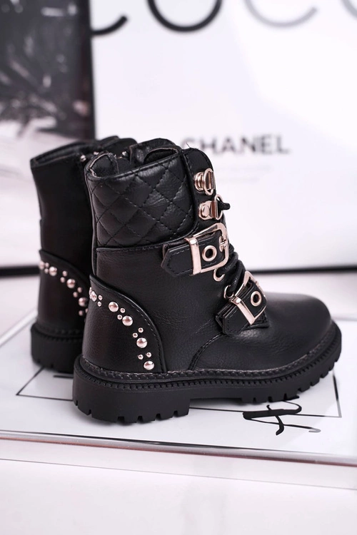 Dziecięce Botki Ocieplone Futerkiem Czarne Dolly