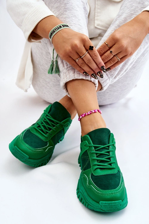 Modne Buty Sportowe Sneakersy Zielone Frezio
