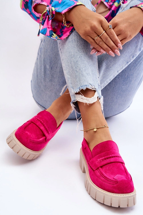 Damskie Zamszowe Wsuwane Półbuty Fuksja Fiorell