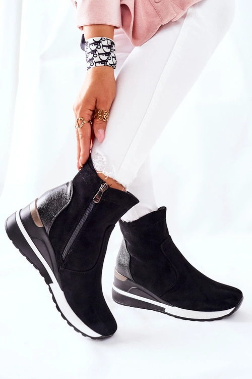 Botki Damskie na Koturnie Czarne Greenfort