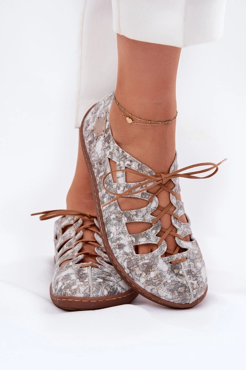 Skórzane Baleriny Z Wycięciami Maciejka 06835-25/00-1 Złote