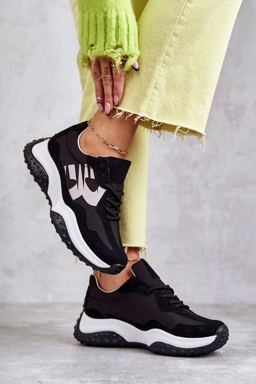 Damskie Buty Sportowe Wiązane Czarne Tolea