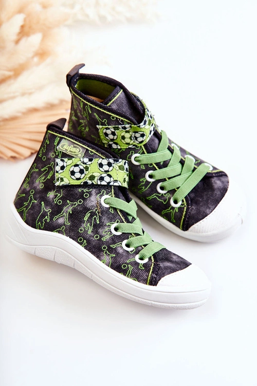 Wysokie Dziecięce Trampki Piłkarz Befado 268X070 Szaro-Zielone