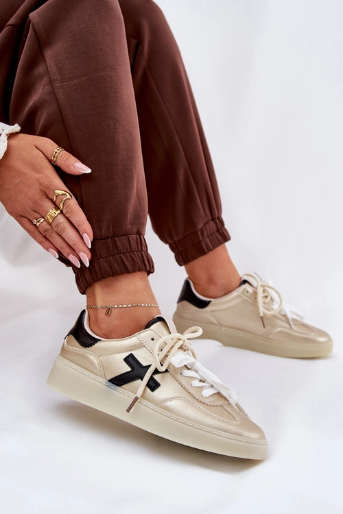 Niskie Buty Sportowe Damskie Złote Zelevelis