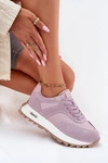 Zamszowe Sneakersy Na Platformie Damskie Big Star RR274900 HI-POLY SYSTEM Fioletowe