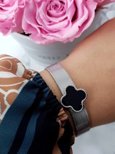 Damska Bransoleta Z Koniczyną Srebrna Salina