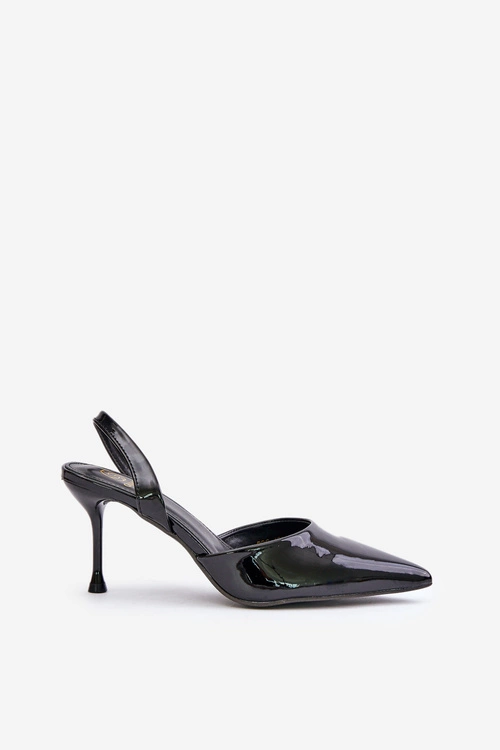 Lakierowane Szpilki Z Odkrytą Piętą Czarne Emmizola