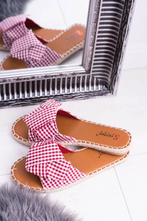 Damskie Klapki Z Kokardkami Pin-up Girl Czerwone