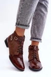 Damskie Skórzane Botki Trzewiki Maciejka 5743A-02 Brązowe