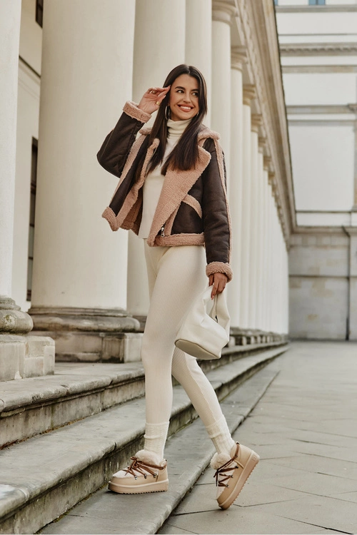 Niskie Śniegowce Na Platformie Z Futerkiem D.Franklin DFSH370011 Beżowe