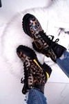 Damskie Botki Wysokie Trapery Leopard Femida