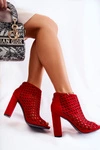 Zamszowe Ażurowe Botki Czerwone Jenissa
