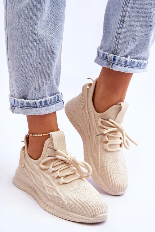 Damskie Wsuwane Sneakersy Big Star LL274714 Beżowe