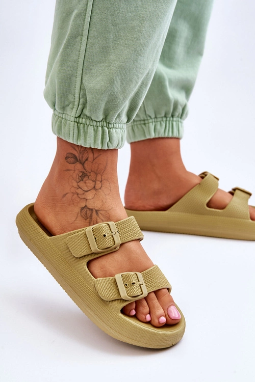 Lekkie Piankowe Damskie Klapki Zielone Cleve