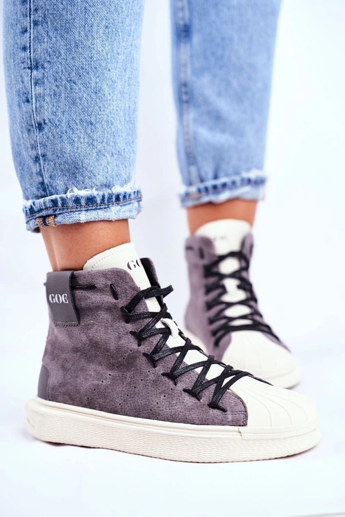 Damskie Sportowe Skórzane Obuwie GOE Szare GG2N3049