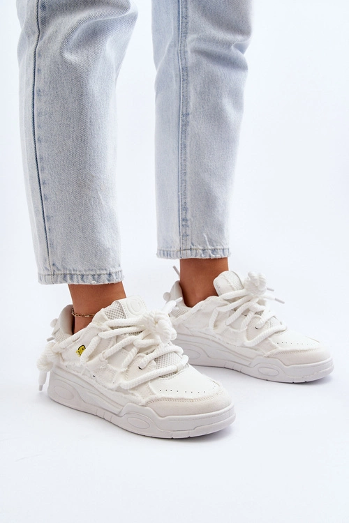 Damskie Sneakersy Z Grubym Sznurowaniem Białe Miatora