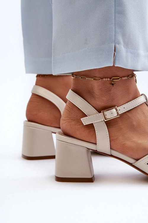 Damskie Sandały Na Obcasie Sergio Leone SK880 Perłowe