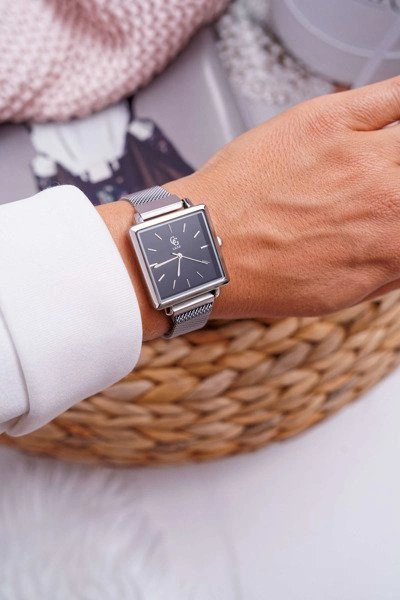 Damski Zegarek GG Luxe Srebrny Czarna Tarcza Terroso