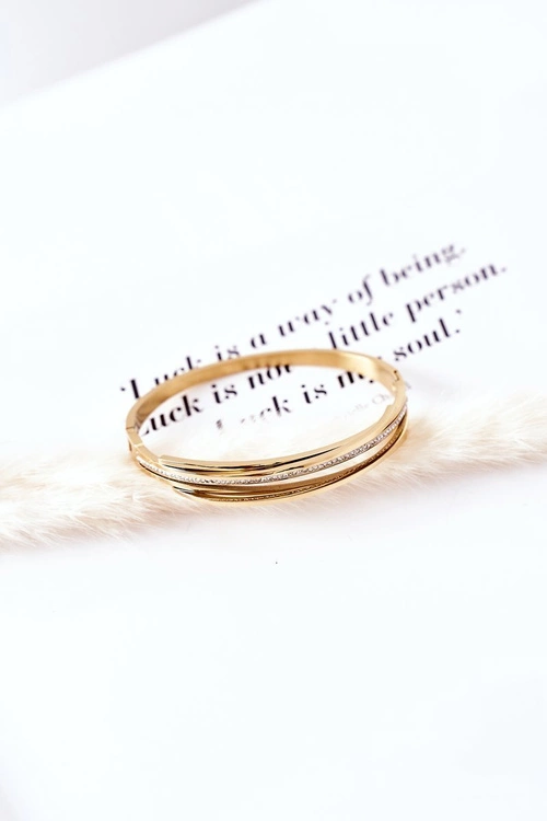 Bransoletka Stalowa Z Cyrkoniami Złota