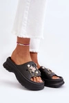Damskie Piankowe Klapki Z Ozdobami Czarne Afariana