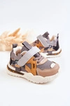 Dziecięce Materiałowe Buty Sportowe Szaro-Brązowe Nathine
