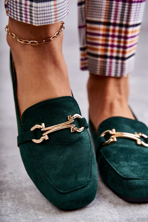 Zamszowe Klasyczne Mokasyny Zielone Roddie