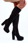 Kozaki Przed Kolano Na Obcasie I Platformie Czarne Baldrema