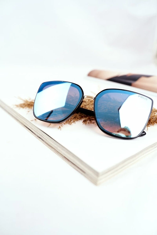 Okulary Przeciwsłoneczne Prius PR-V14 Czarne Niebieskie Szkła Lustrzane