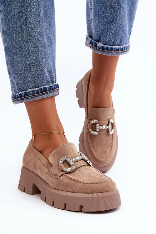 Damskie Mokasyny Z Ozdobą Beżowe Ellise