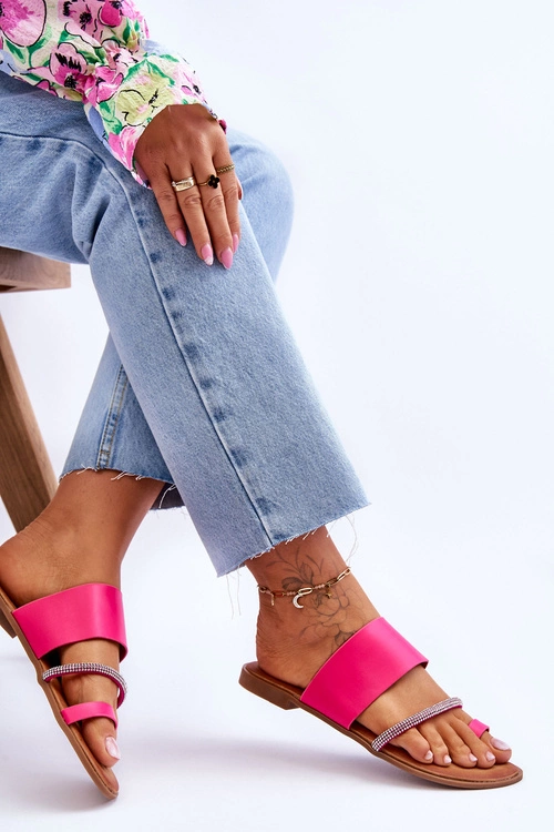 Damskie Klapki Japonki Z Ozdobnym Paskiem Fuksja Sublime