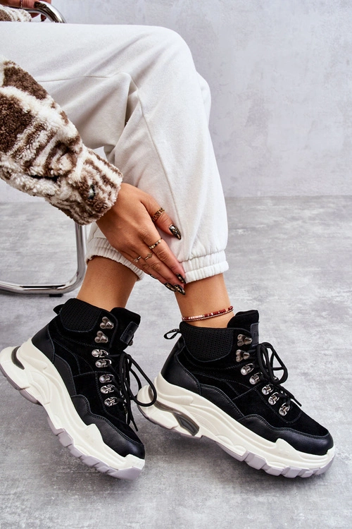 Damskie Wysokie Buty Sportowe GOE KK2N4098 Czarne