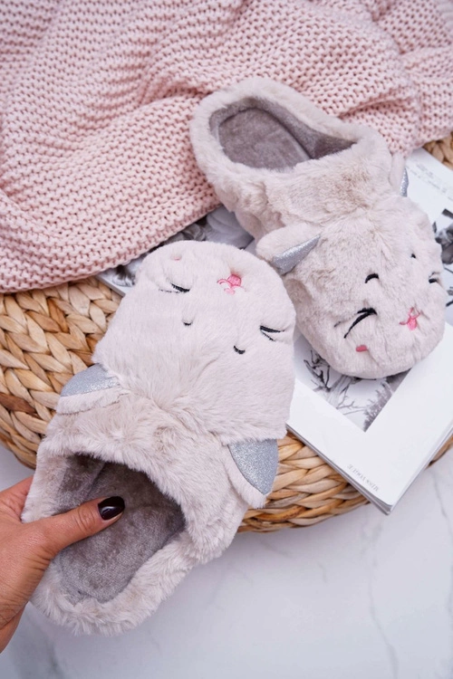 Kapcie Damskie Kotki z Uszami Białe Sleppyhead