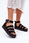 Sandały Damskie Na Platformie Z Paskami Czarne Nevidas