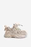 Sneakersy Dziecięce Ozdobione Cekinami Beżowe Liatoma