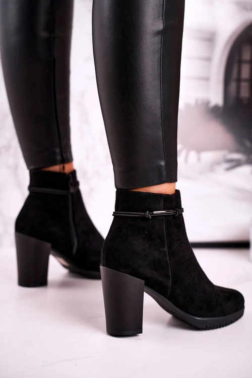 Botki Na Słupku Sergio Leone Zamszowe Czarne BT306