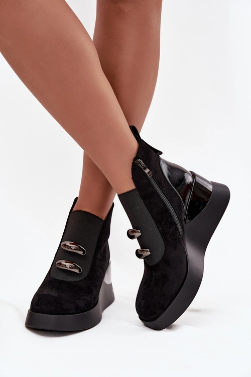 Botki Damskie Na Koturnie D&A MR52-106 Czarne