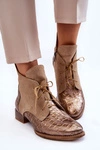 Skórzane Botki Na Płaskim Obcasie Maciejka 2878J-04 Beżowe