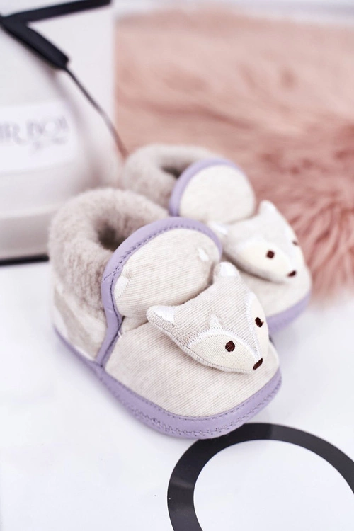 Dziecięce Papcie Na Gumce Z Liskiem Szare Leo