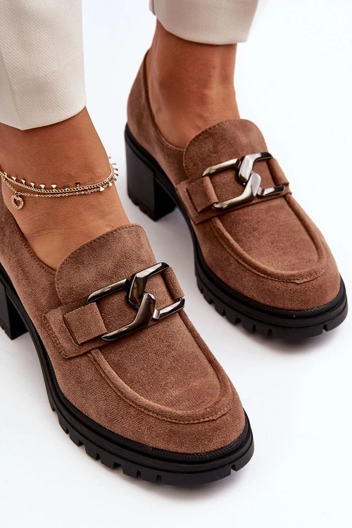 Zamszowe Półbuty Na Masywnym Obcasie Brązowe Finley