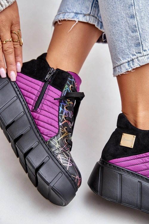 Skórzane Sneakersy Na Platformie Maciejka 06767-15 Fuksja