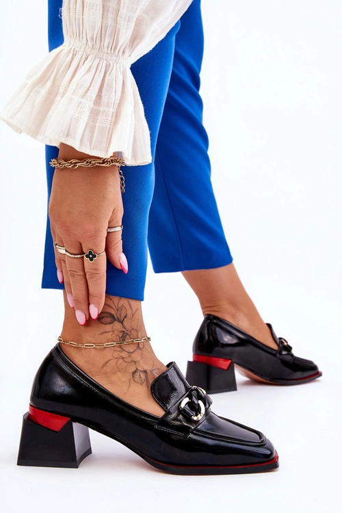 Wygodne Czółenka Na Niskim Obcasie Czarne Valenti