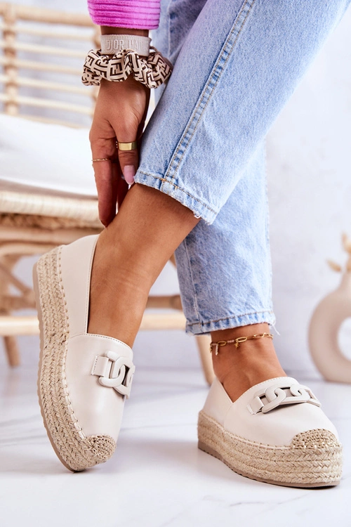 Klasyczne Espadryle Na Platformie Beżowe Julianne