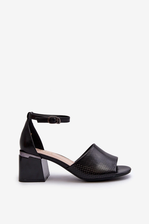 Sandały Damskie Na Obcasie Z Eko Skóry Czarne Horissa