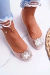 Lu Boo | Białe Gumowe Balerinki Meliski Cyrkonie Palita